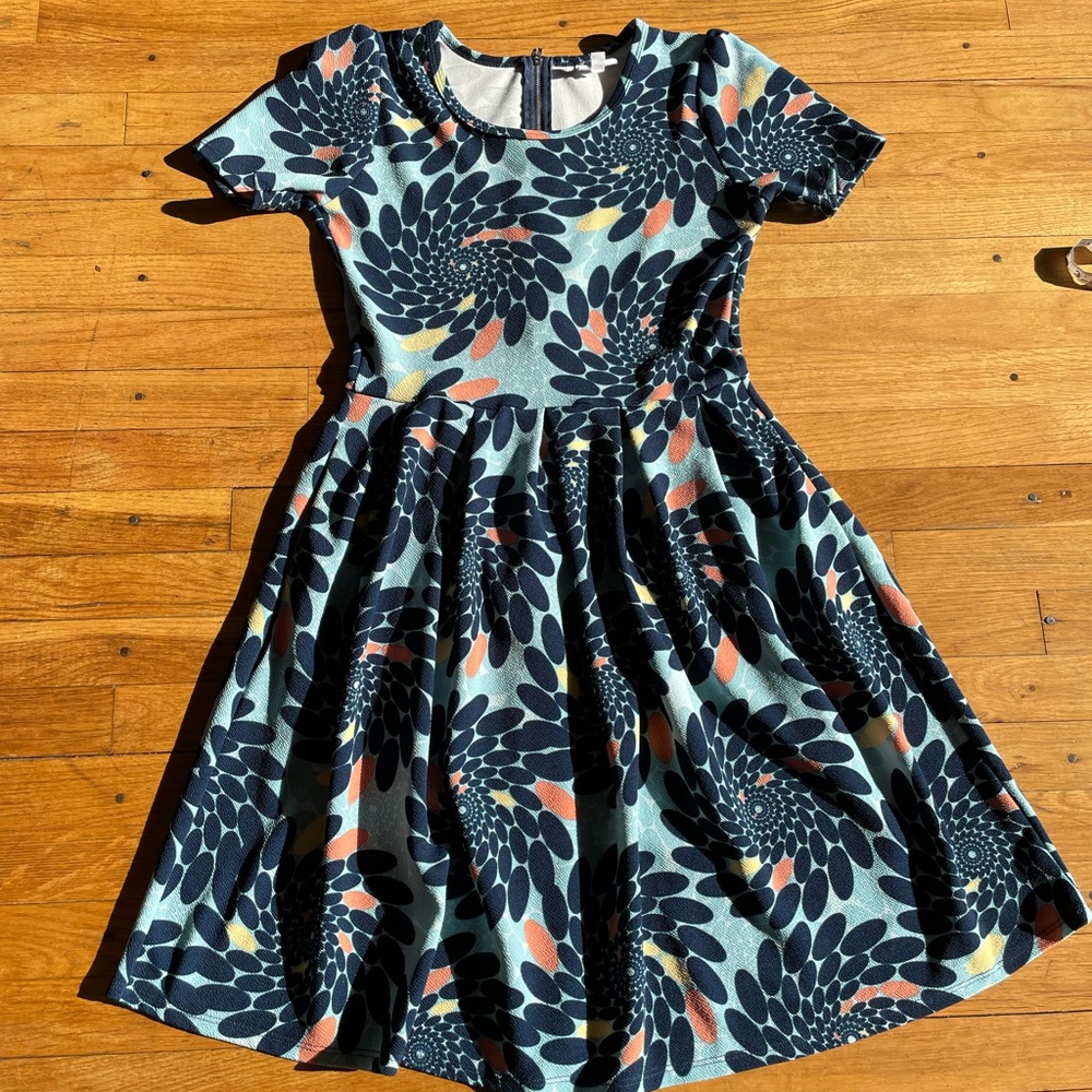 Floral Swirl Fit & Flare Dress - Blue
